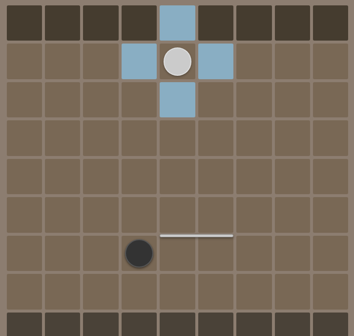 The objective in Quoridor: a white pawn trying to reach any square in the last row.