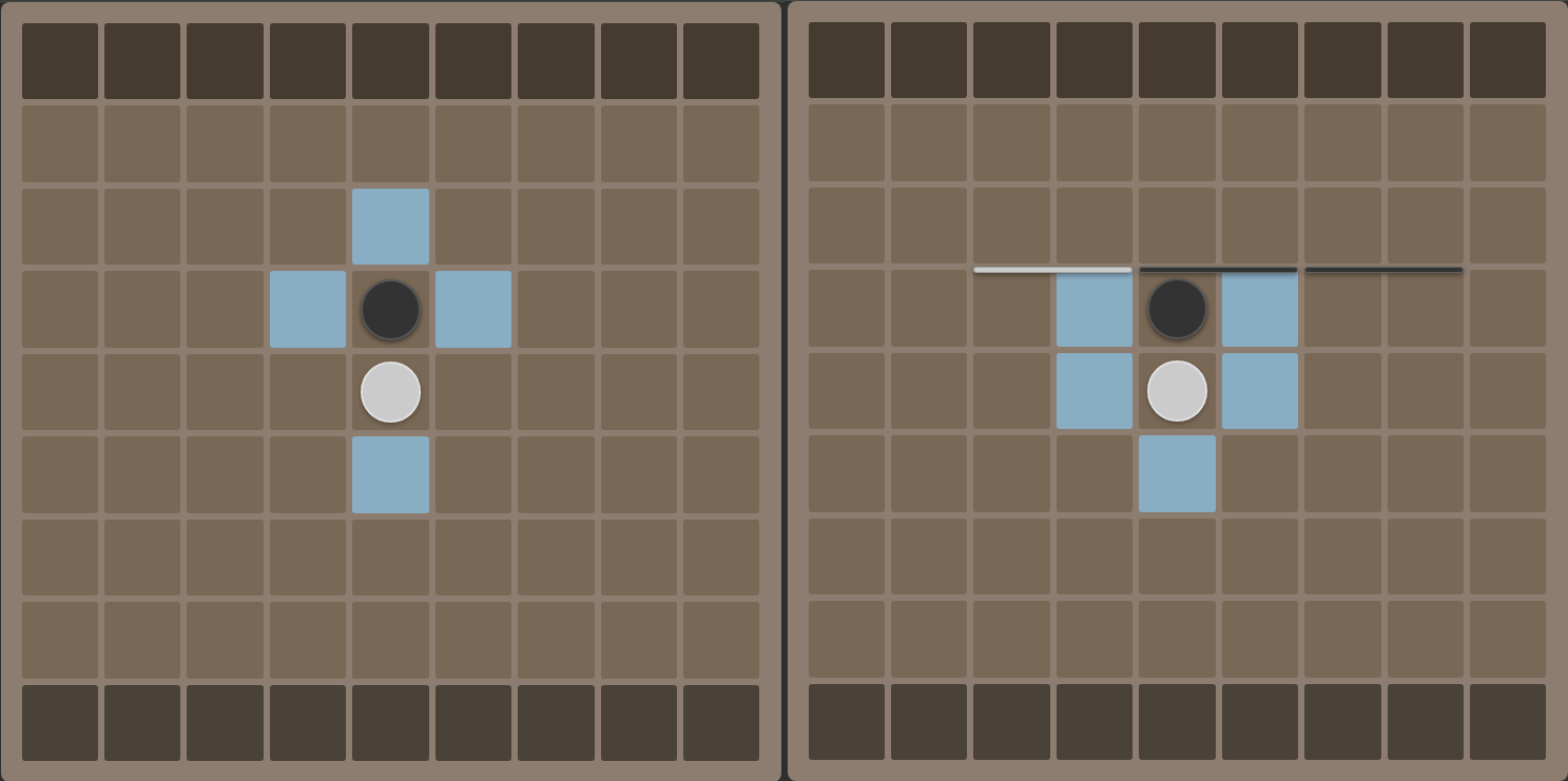 Diagram illustrating normal and diagonal pawn jumps.